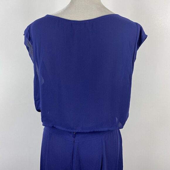 Leith Size Medium Sleeveless Open Back Maxi Dress Navy Blue Sheer Party Event - Picture 3 of 9